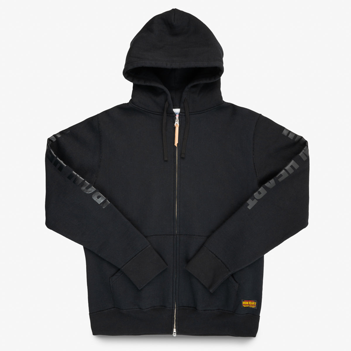 IHSW-80L-BLK - Printed 14oz Ultra Heavyweight Loopwheel Cotton Zippered Hoodie - Black