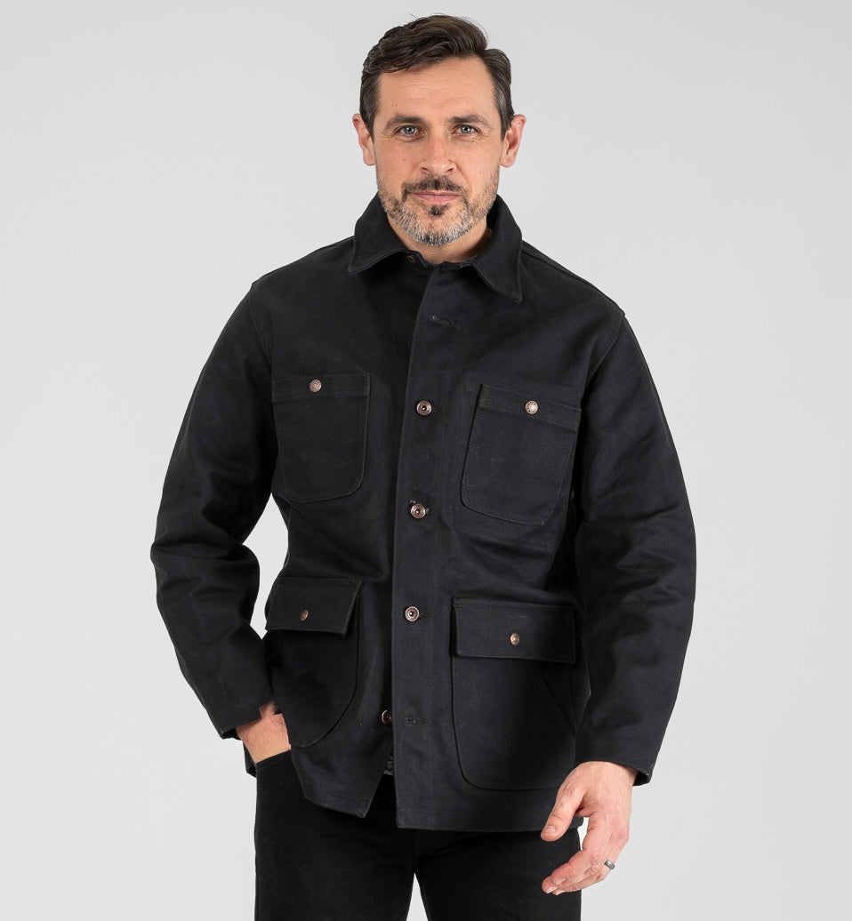 IHJ-150-BLK - 20oz Paraffin Coated Duck Chore Jacket - Black