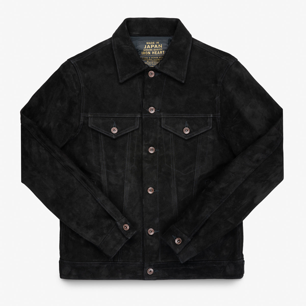 IHJ-155-BLK - Horsehide Suede Modified Type III Jacket - Black