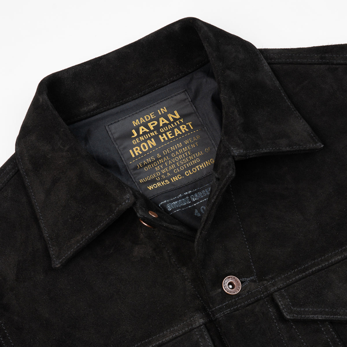IHJ-155-BLK - Horsehide Suede Modified Type III Jacket - Black