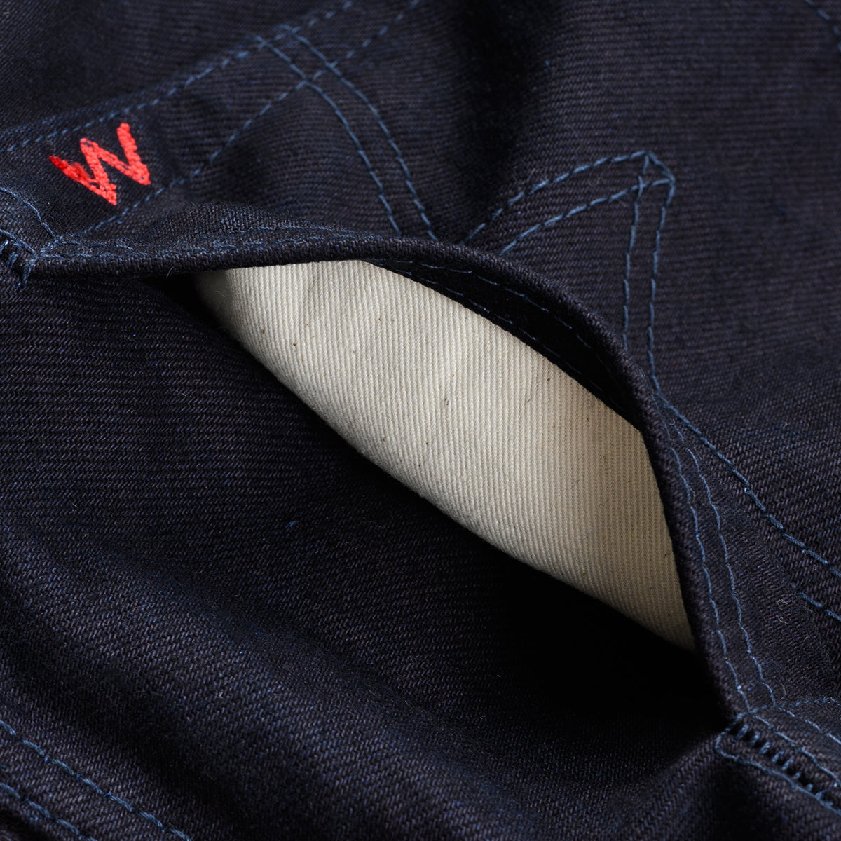IH-888S-142IB - 14oz Selvedge Denim Medium/High Rise Tapered Jeans - Indigo/Black