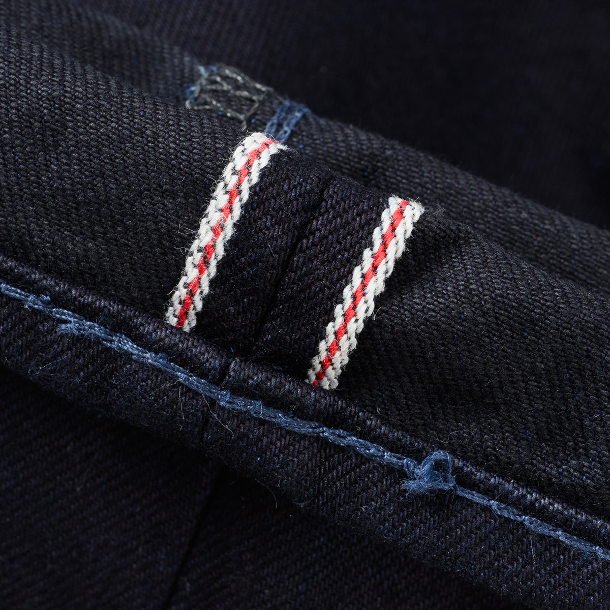 IH-888S-142IB - 14oz Selvedge Denim Medium/High Rise Tapered Jeans - Indigo/Black