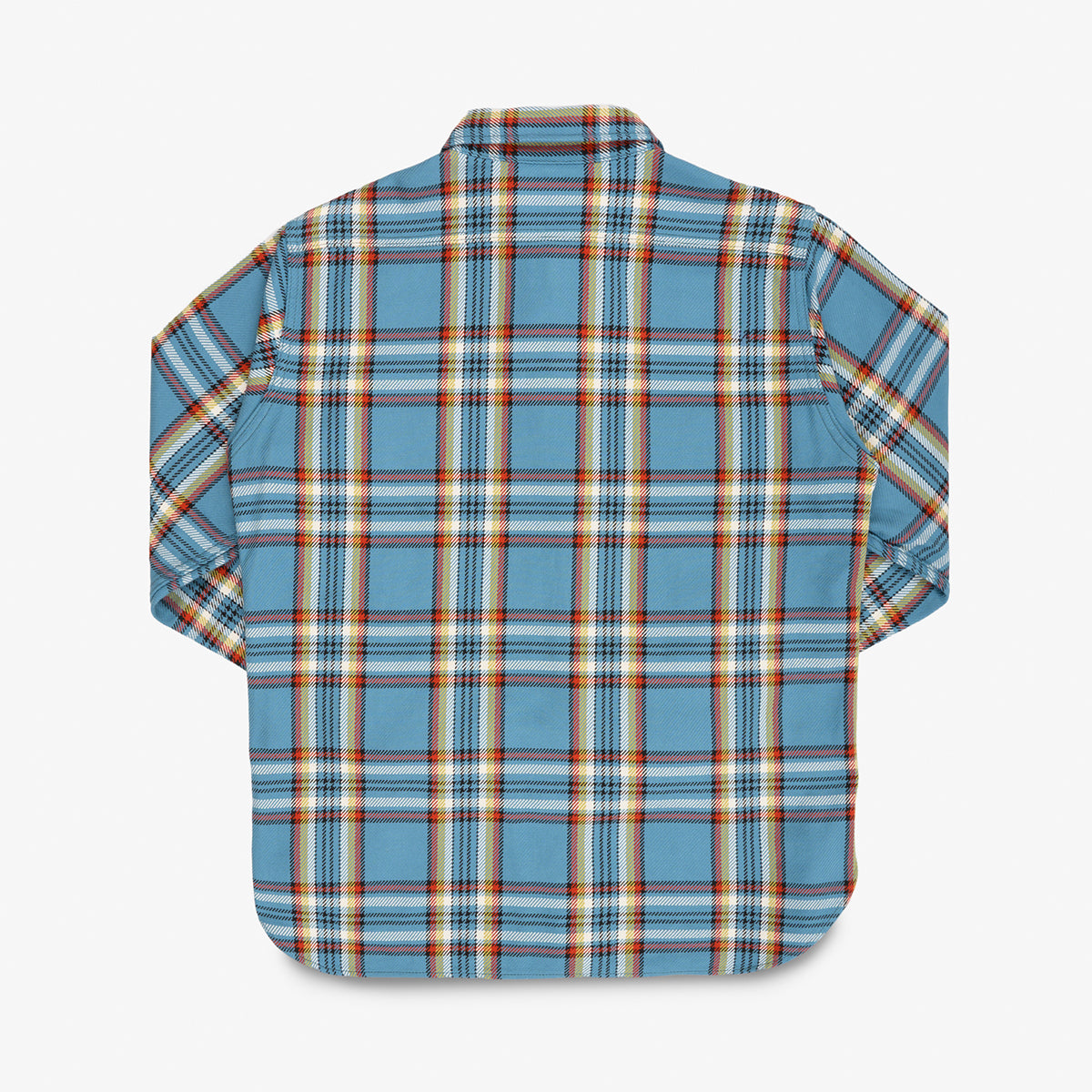 IHSH-442-SAX - 9oz Selvedge Flannel Work Shirt - Sax Blue Check