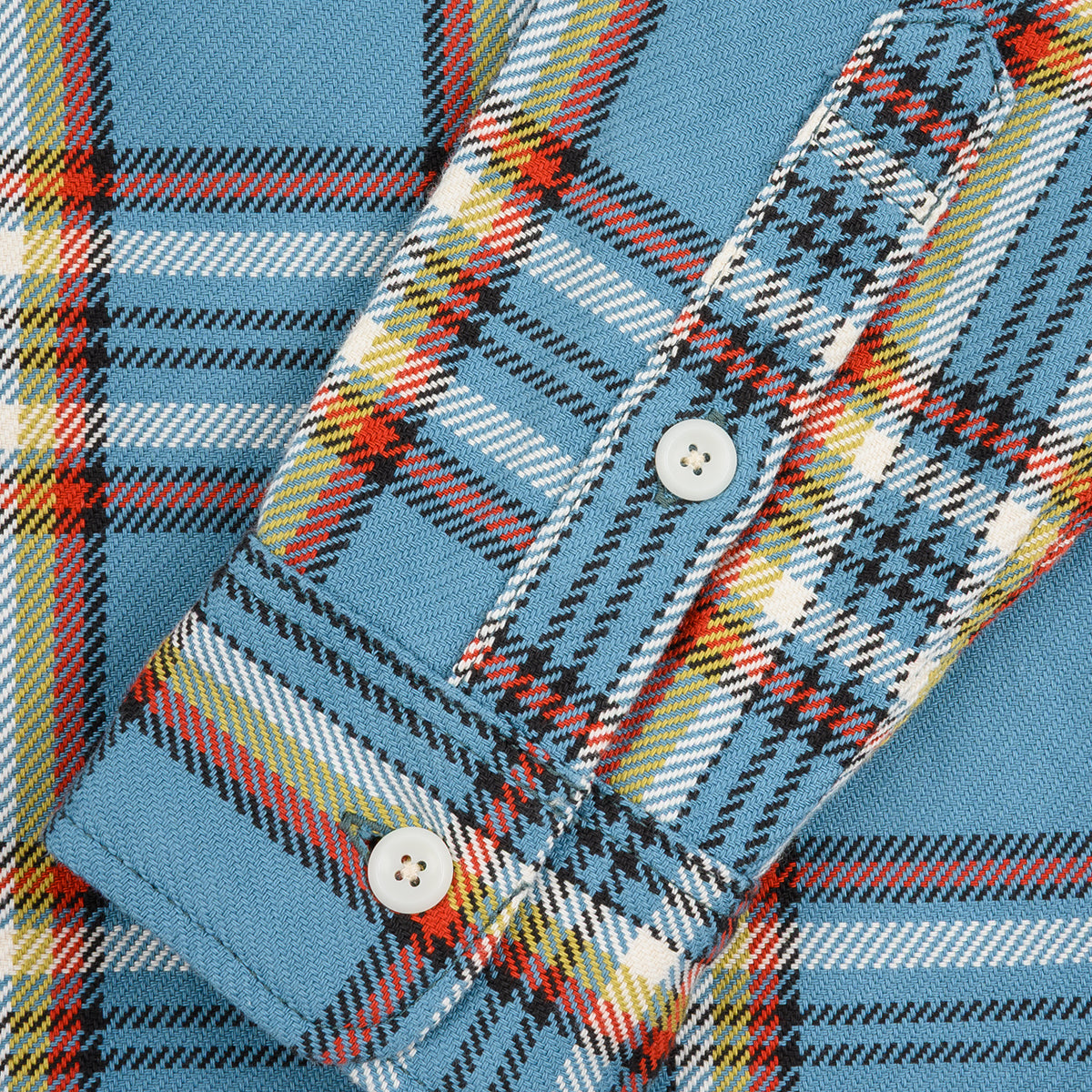 IHSH-442-SAX - 9oz Selvedge Flannel Work Shirt - Sax Blue Check