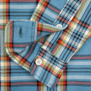 IHSH-442-SAX - 9oz Selvedge Flannel Work Shirt - Sax Blue Check