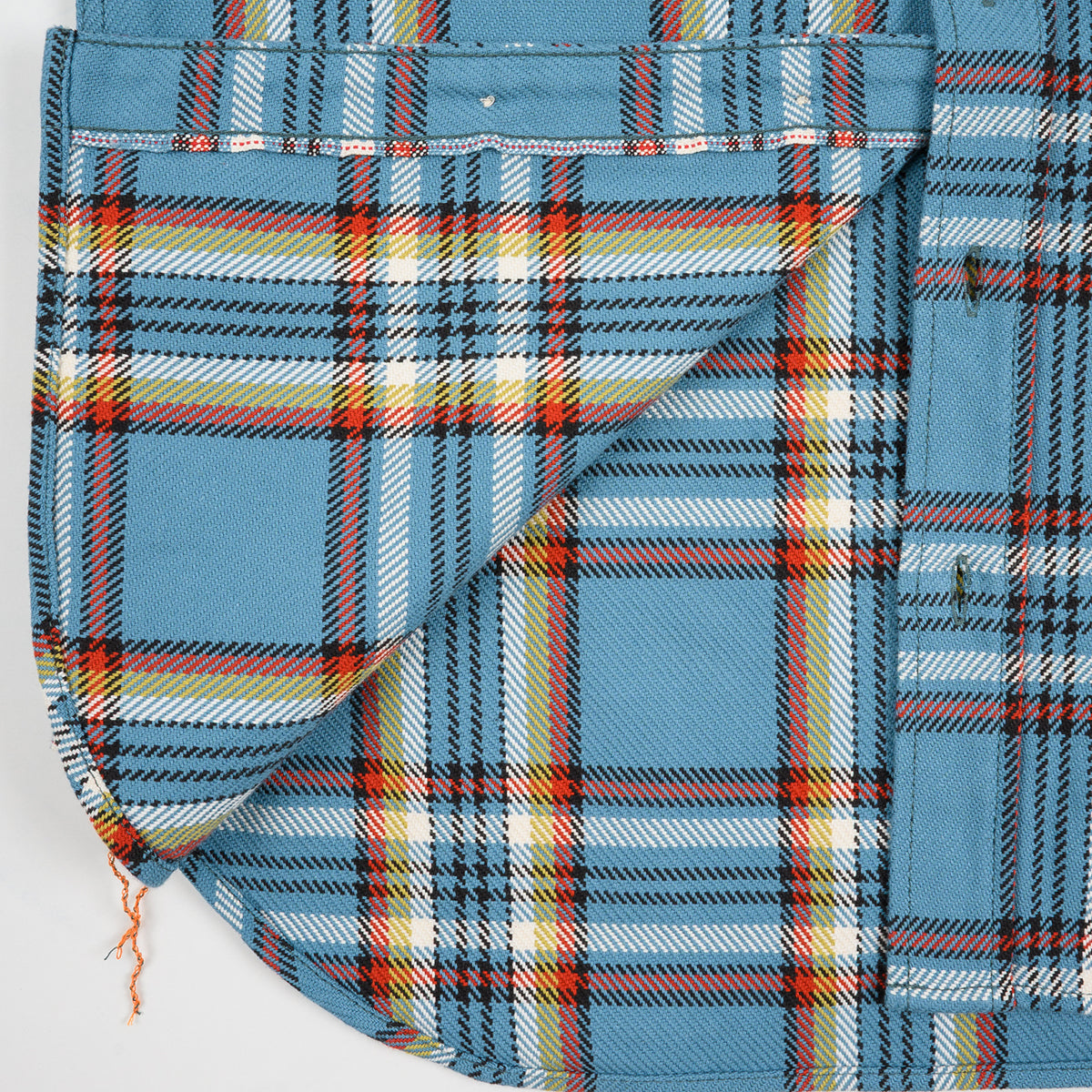 IHSH-442-SAX - 9oz Selvedge Flannel Work Shirt - Sax Blue Check