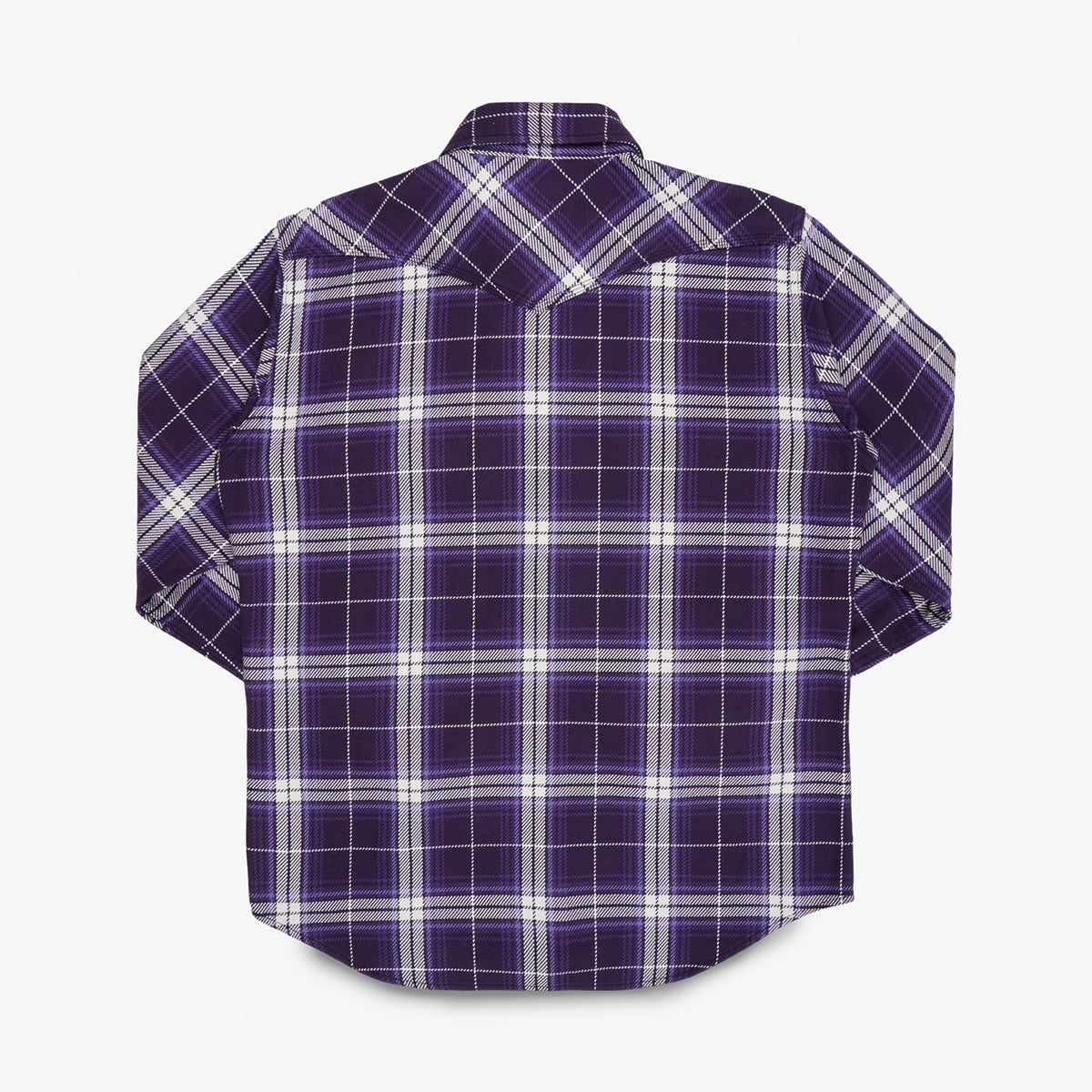 IHSH-439-PUR - 9oz Selvedge Flannel Western Shirt - Purple Check