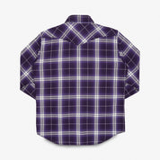 IHSH-439-PUR - 9oz Selvedge Flannel Western Shirt - Purple Check