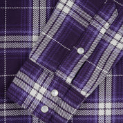 IHSH-439-PUR - 9oz Selvedge Flannel Western Shirt - Purple Check