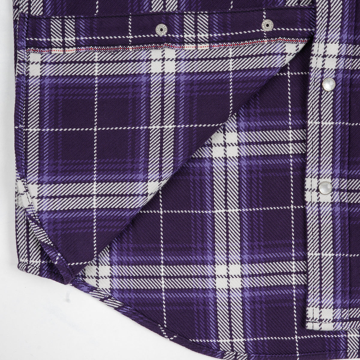 IHSH-439-PUR - 9oz Selvedge Flannel Western Shirt - Purple Check