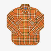 IHSH-442-ORA - 9oz Selvedge Flannel Work Shirt - Orange Check