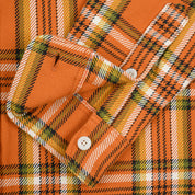 IHSH-442-ORA - 9oz Selvedge Flannel Work Shirt - Orange Check