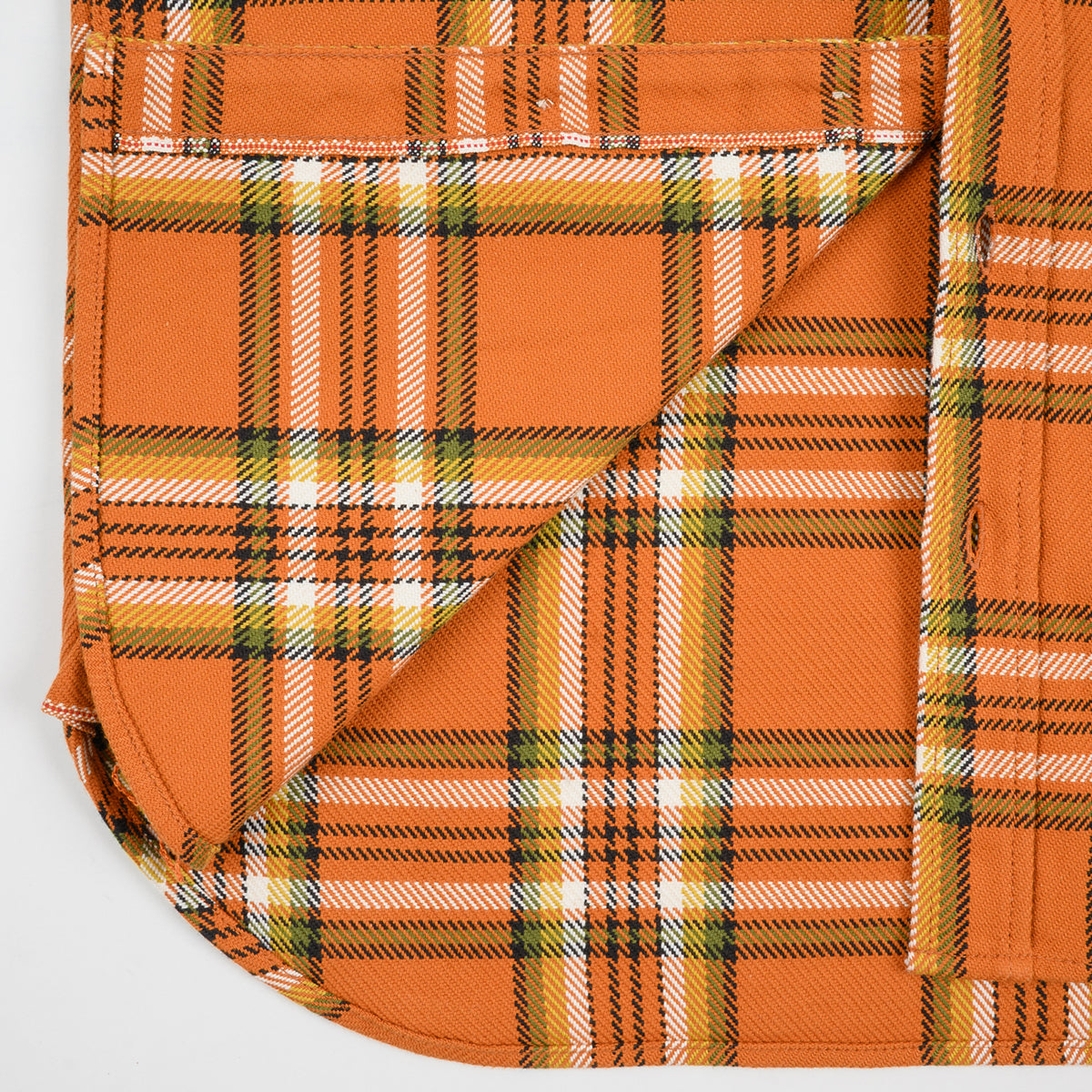 IHSH-442-ORA - 9oz Selvedge Flannel Work Shirt - Orange Check