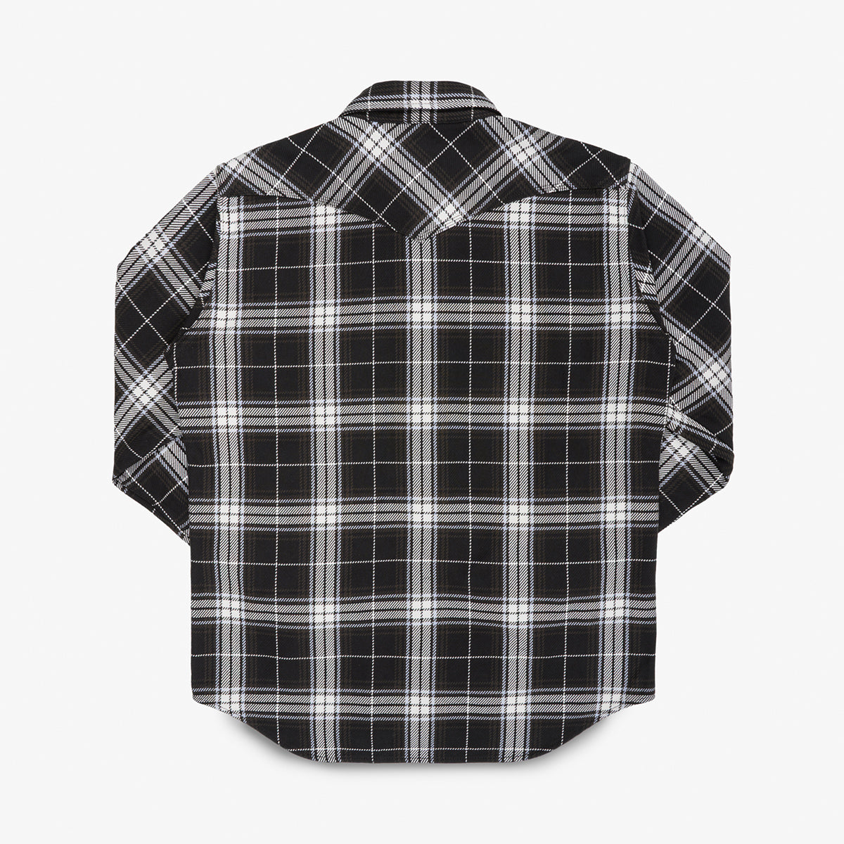 IHSH-439-BLK - 9oz Selvedge Flannel Western Shirt - Black Check
