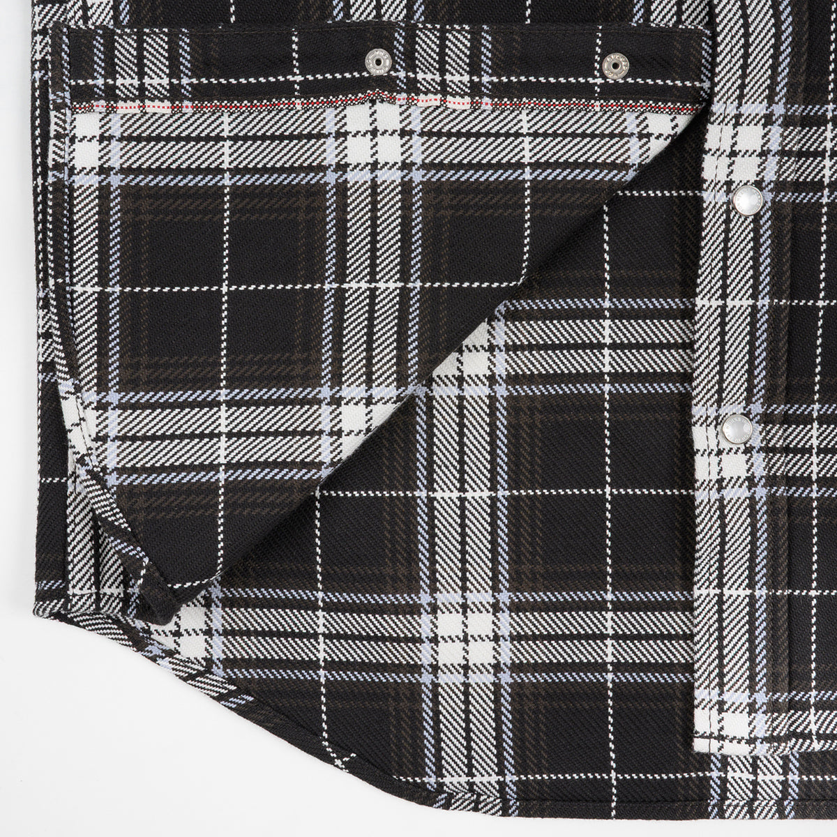 IHSH-439-BLK - 9oz Selvedge Flannel Western Shirt - Black Check