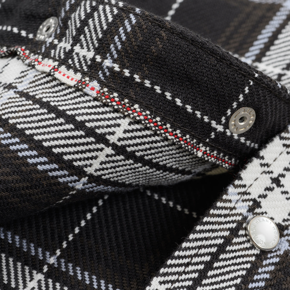 IHSH-439-BLK - 9oz Selvedge Flannel Western Shirt - Black Check
