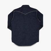 IHSH-444-IND - 7oz Cotton Linen Chambray Western Shirt - Indigo