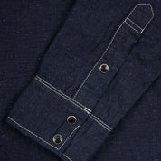 IHSH-444-IND - 7oz Cotton Linen Chambray Western Shirt - Indigo