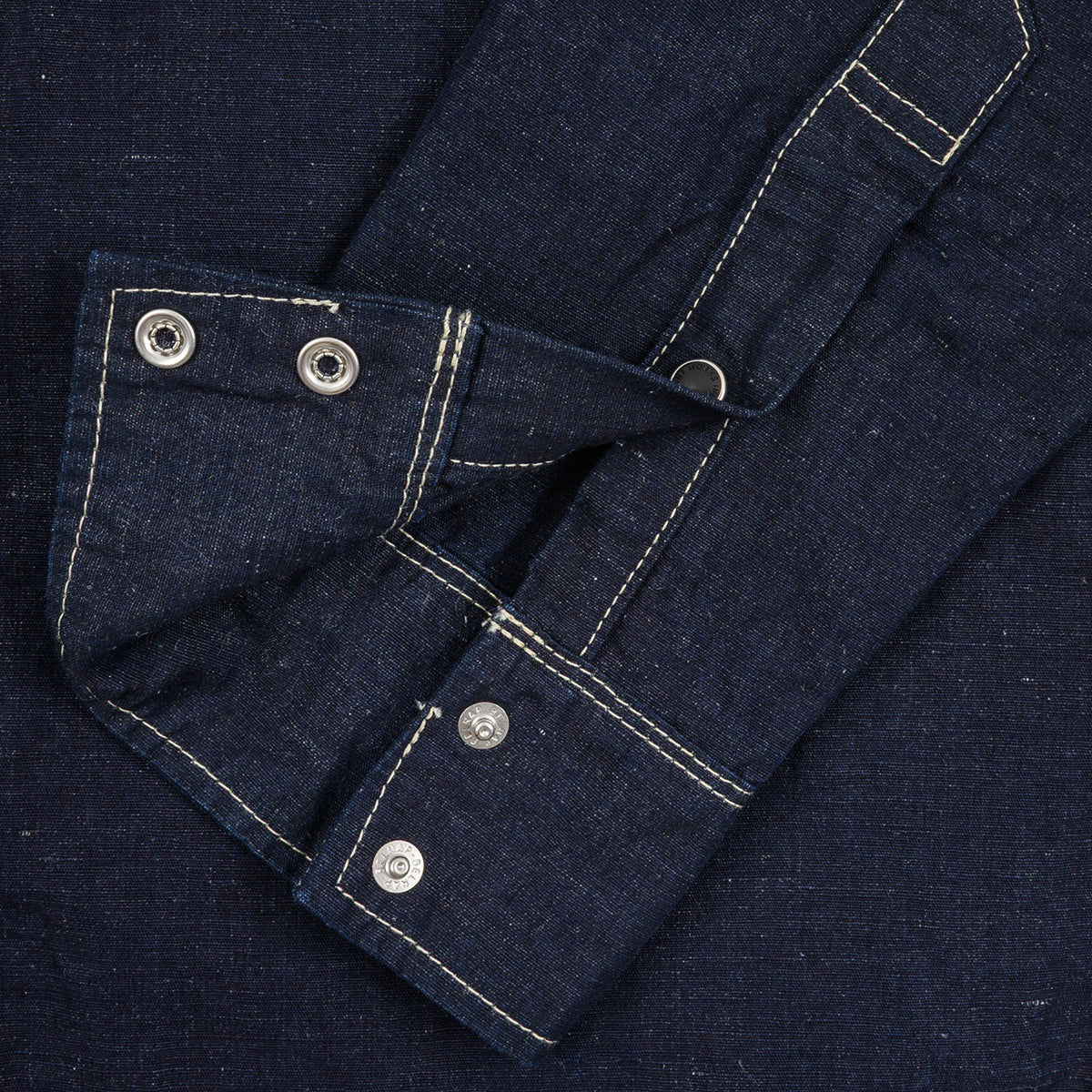 IHSH-444-IND - 7oz Cotton Linen Chambray Western Shirt - Indigo