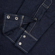 IHSH-444-IND - 7oz Cotton Linen Chambray Western Shirt - Indigo