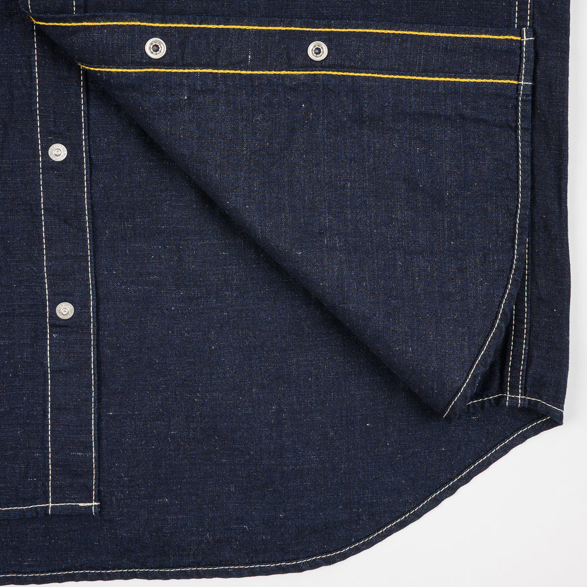 IHSH-444-IND - 7oz Cotton Linen Chambray Western Shirt - Indigo