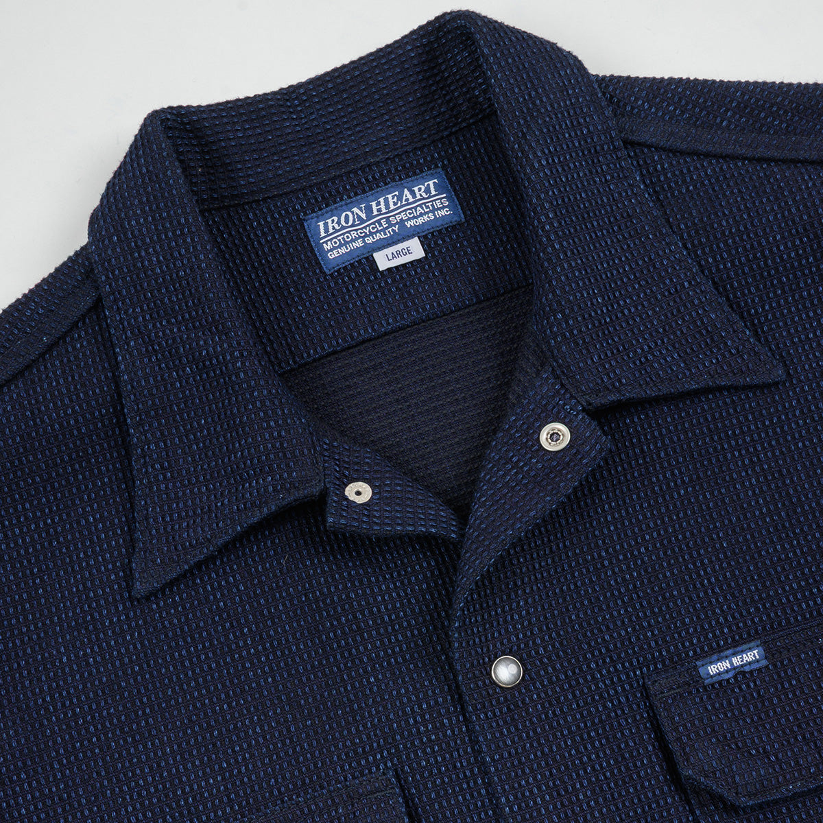IHSH-445-IND - 10oz Dobby Cloth Short Sleeve Mechanic Shirt - Indigo