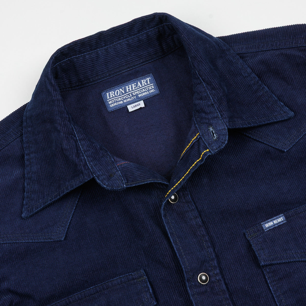 IHSH-438-IND - 7.5oz Selvedge Corduroy Western Shirt - Indigo