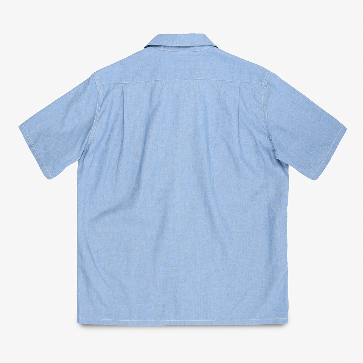 IHSH-447-SAX - 5oz Cotton Linen Open Collar Short Sleeve Shirt - Sax Blue