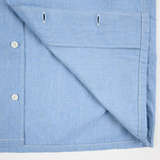 IHSH-447-SAX - 5oz Cotton Linen Open Collar Short Sleeve Shirt - Sax Blue