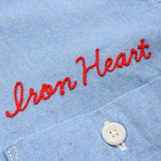 IHSH-447-SAX - 5oz Cotton Linen Open Collar Short Sleeve Shirt - Sax Blue