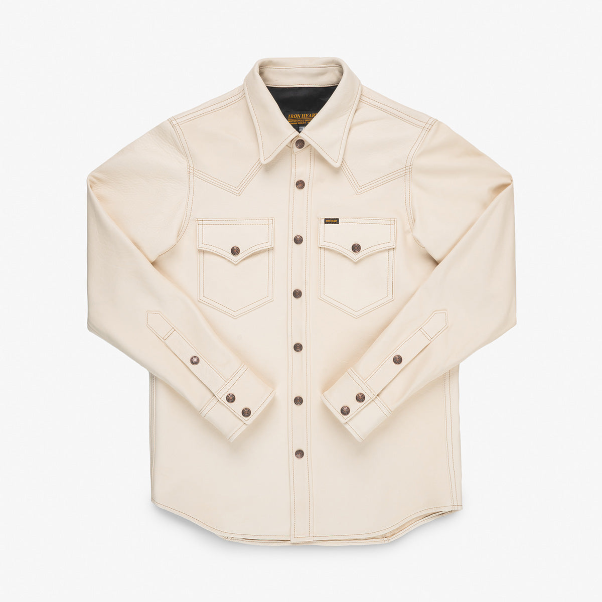 IHSB-PR-NAT - Iron Heart X Simmons Bilt Horsehide Western Shirt - The Pale Rider - Natural