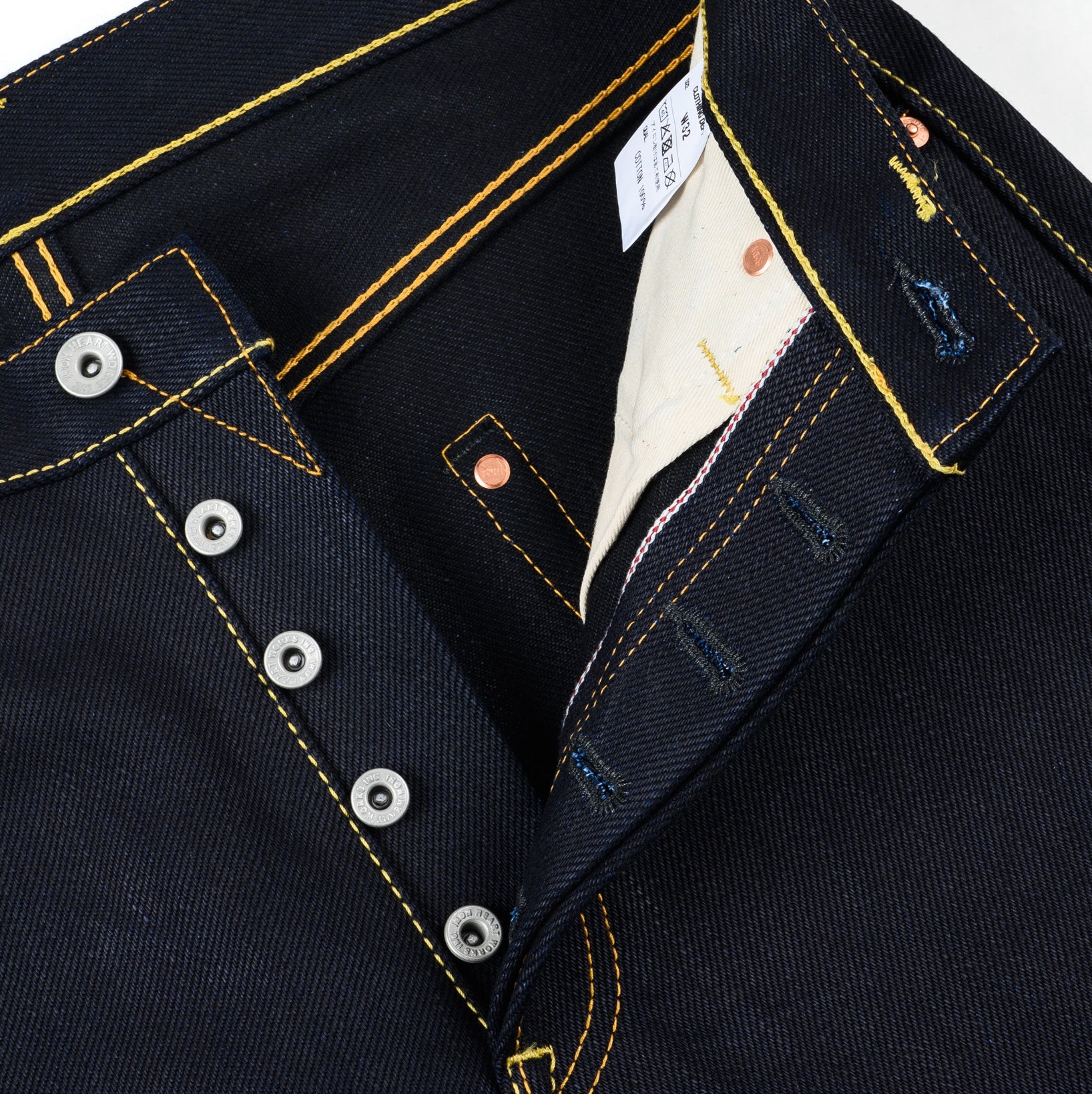 IH-888-XHSIB- 25oz Selvedge Denim Medium/High Rise Tapered Cut Jeans - Indigo/Black