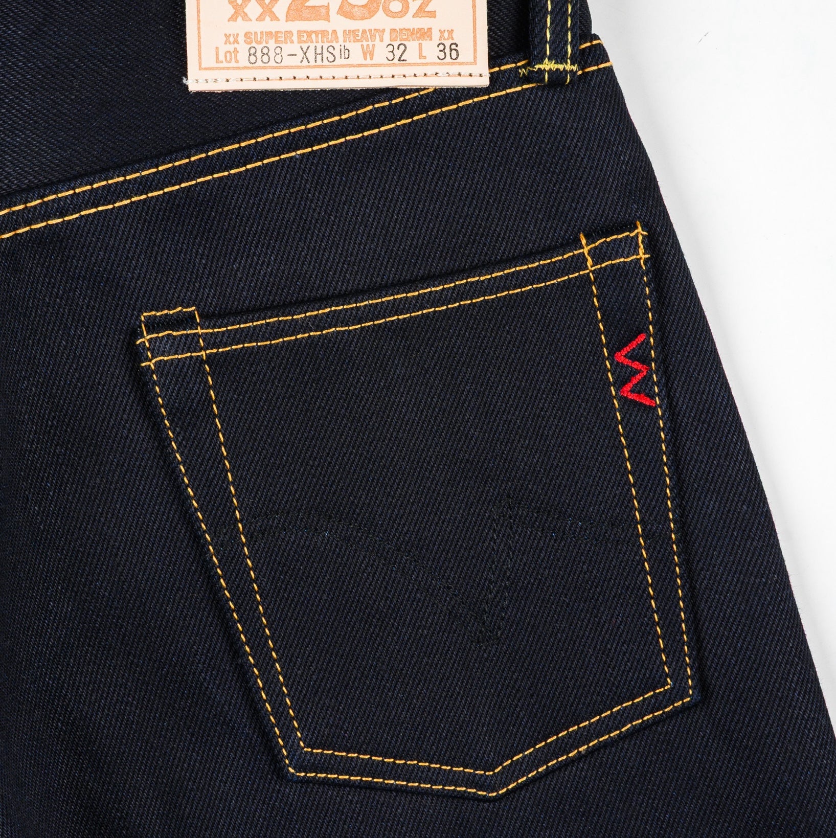 IH-888-XHSIB- 25oz Selvedge Denim Medium/High Rise Tapered Cut Jeans - Indigo/Black