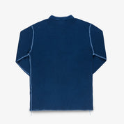 IHTL-1213-IND - Waffle Knit Long Sleeved Thermal Henley - Indigo Dyed