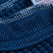 IHTL-1213-IND - Waffle Knit Long Sleeved Thermal Henley - Indigo Dyed
