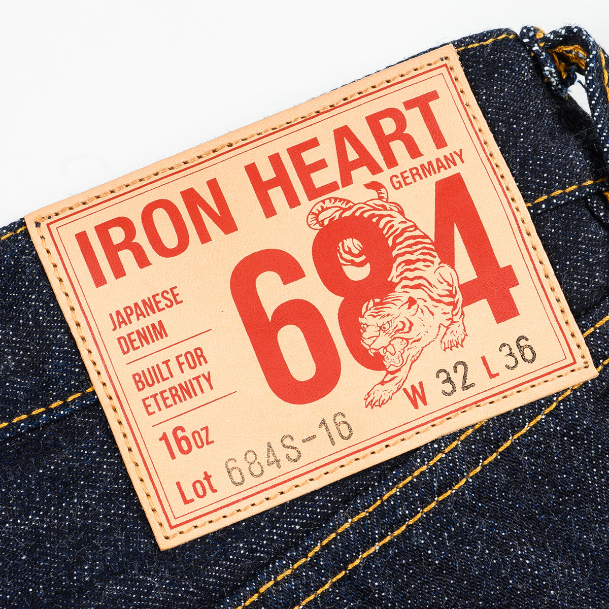 IH-684S-16-GER - Iron Heart Germany 16oz Vintage Selvedge Denim Relaxed Cut Jeans - Indigo