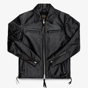 IHJ-54-BLK - Japanese Horsehide Rider’s Jacket with collar - Black (Tea-Core Dyed)