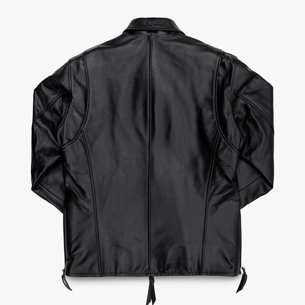 IHJ-54-BLK - Japanese Horsehide Rider’s Jacket with collar - Black (Tea-Core Dyed)