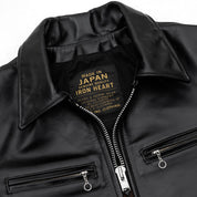 IHJ-54-BLK - Japanese Horsehide Rider’s Jacket with collar - Black (Tea-Core Dyed)