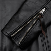IHJ-54-BLK - Japanese Horsehide Rider’s Jacket with collar - Black (Tea-Core Dyed)