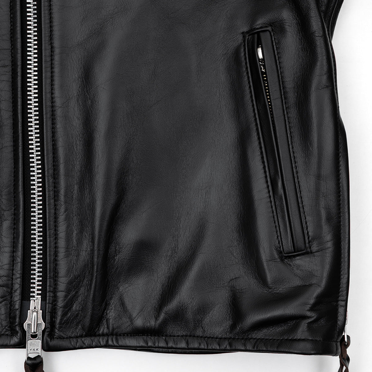 IHJ-54-BLK - Japanese Horsehide Rider’s Jacket with collar - Black (Tea-Core Dyed)