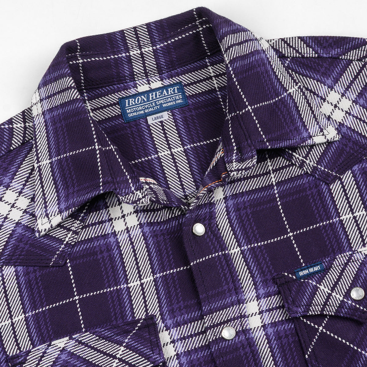 IHSH-439-PUR - 9oz Selvedge Flannel Western Shirt - Purple Check