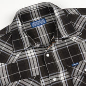 IHSH-439-BLK - 9oz Selvedge Flannel Western Shirt - Black Check