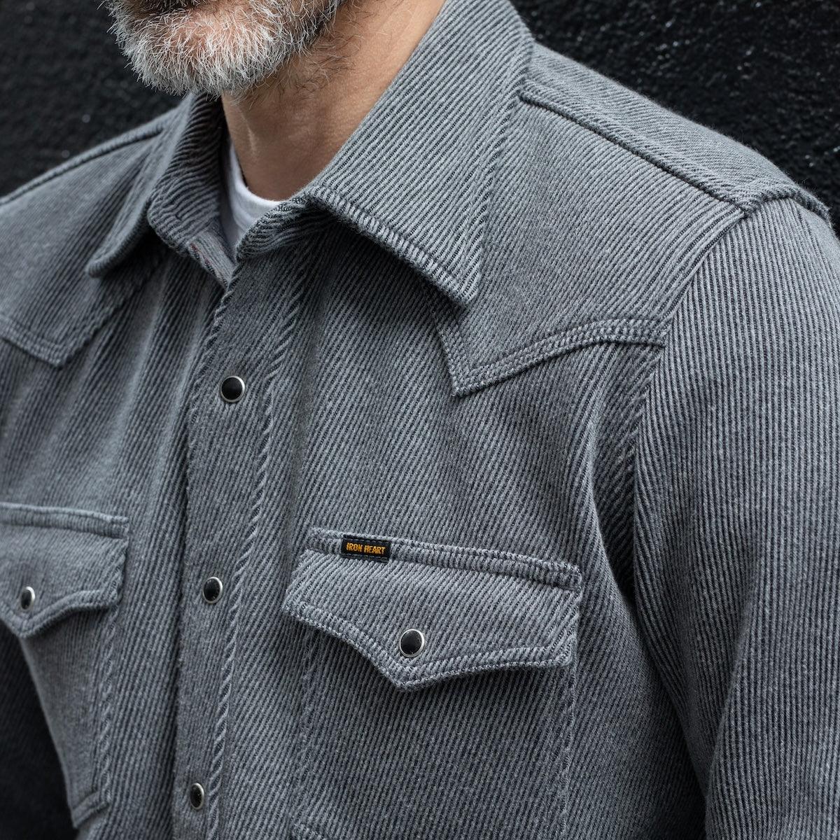 IHSH-254-GRY - Top Dyed Heavy Kersey Western Shirt - Grey