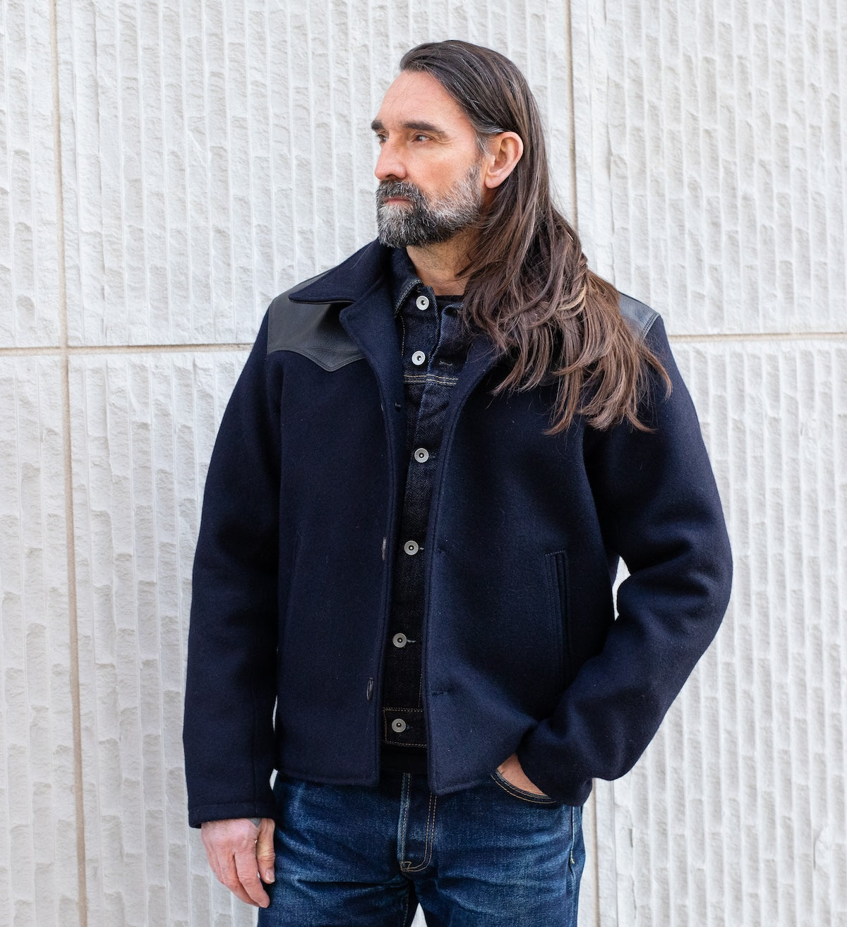 SB-RA-WO-NAV - Simmons Bilt Wool Ranch Jacket - Navy
