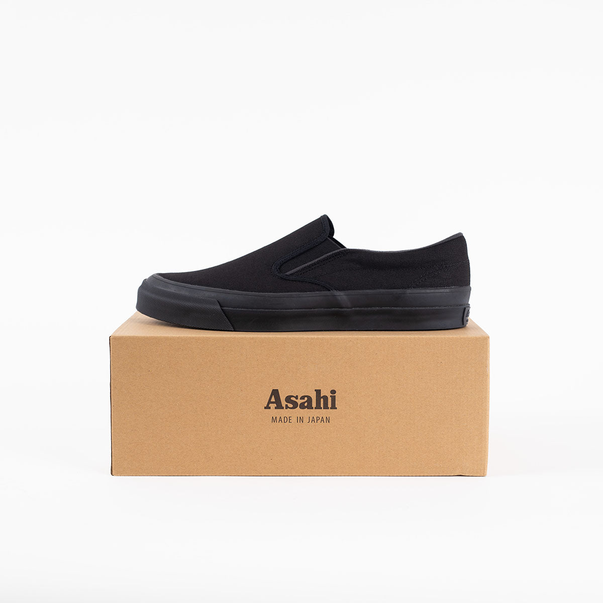 AS-040-BLK - ASAHI COTTON SLIP ON SHOES - Black/ Black