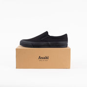 AS-040-BLK - ASAHI COTTON SLIP ON SHOES - Black/ Black