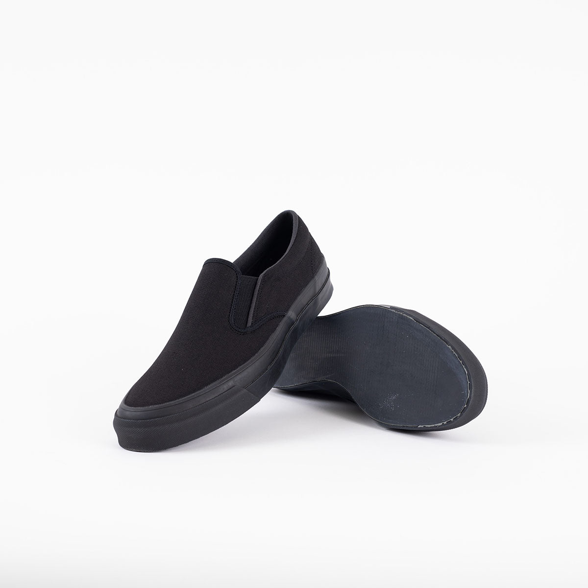 AS-040-BLK - ASAHI COTTON SLIP ON SHOES - Black/ Black