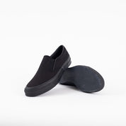 AS-040-BLK - ASAHI COTTON SLIP ON SHOES - Black/ Black