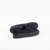 AS-040-BLK - ASAHI COTTON SLIP ON SHOES - Black/ Black